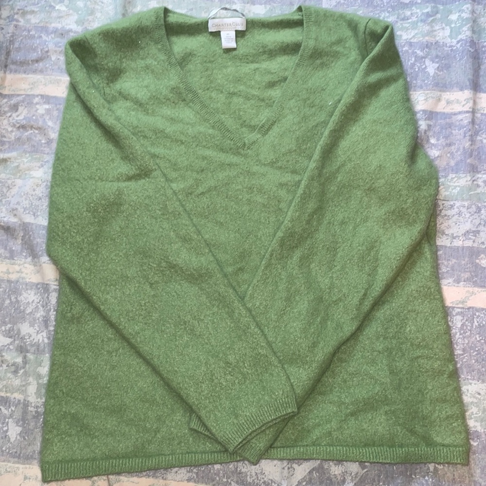 green sweater